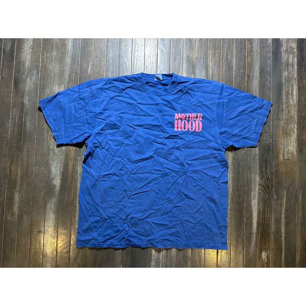 Freelect Motherhood Graphic T-Shirt Blue Mineral Wash Pink Text - Picture 2 of 4